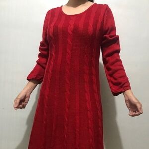Ronni Nicole Elegant Red Cable Knit SweaterDress Size M